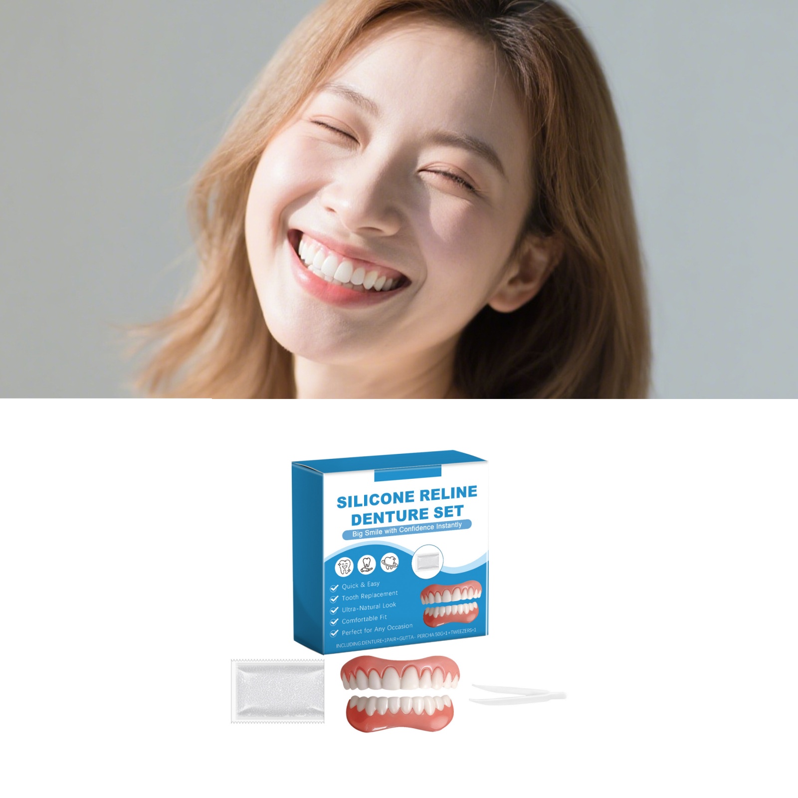 Full Cover Adhesive - Denture Full Set Over Gums Kit