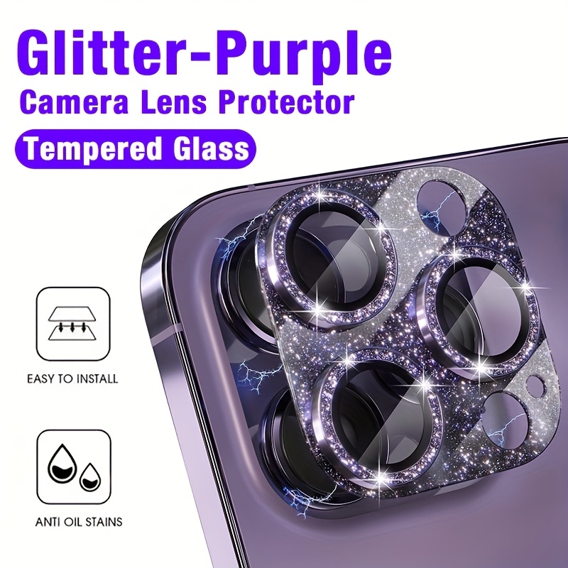 Tempered Glass Screen 9H - 1 Pcs Glitter-Purple Camera Lens Protector