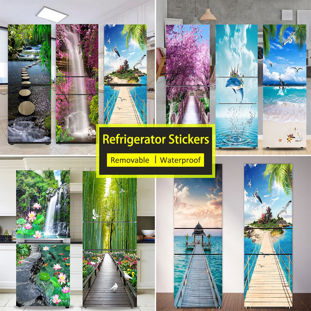 Full Cover Adhesive - Seaside Beach Fridge Sticker Full Door
