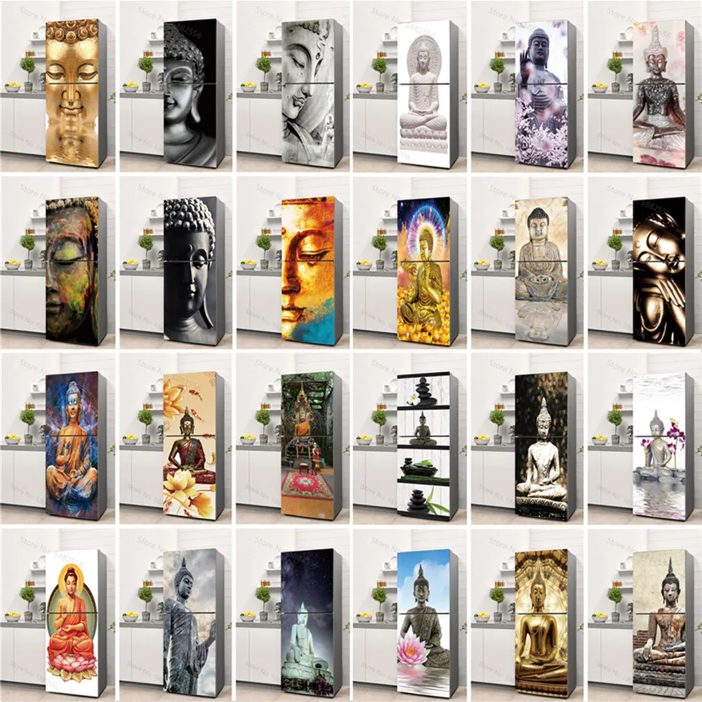 Full Cover Adhesive - Buddha Art Vinyl Fridge Sticker Full