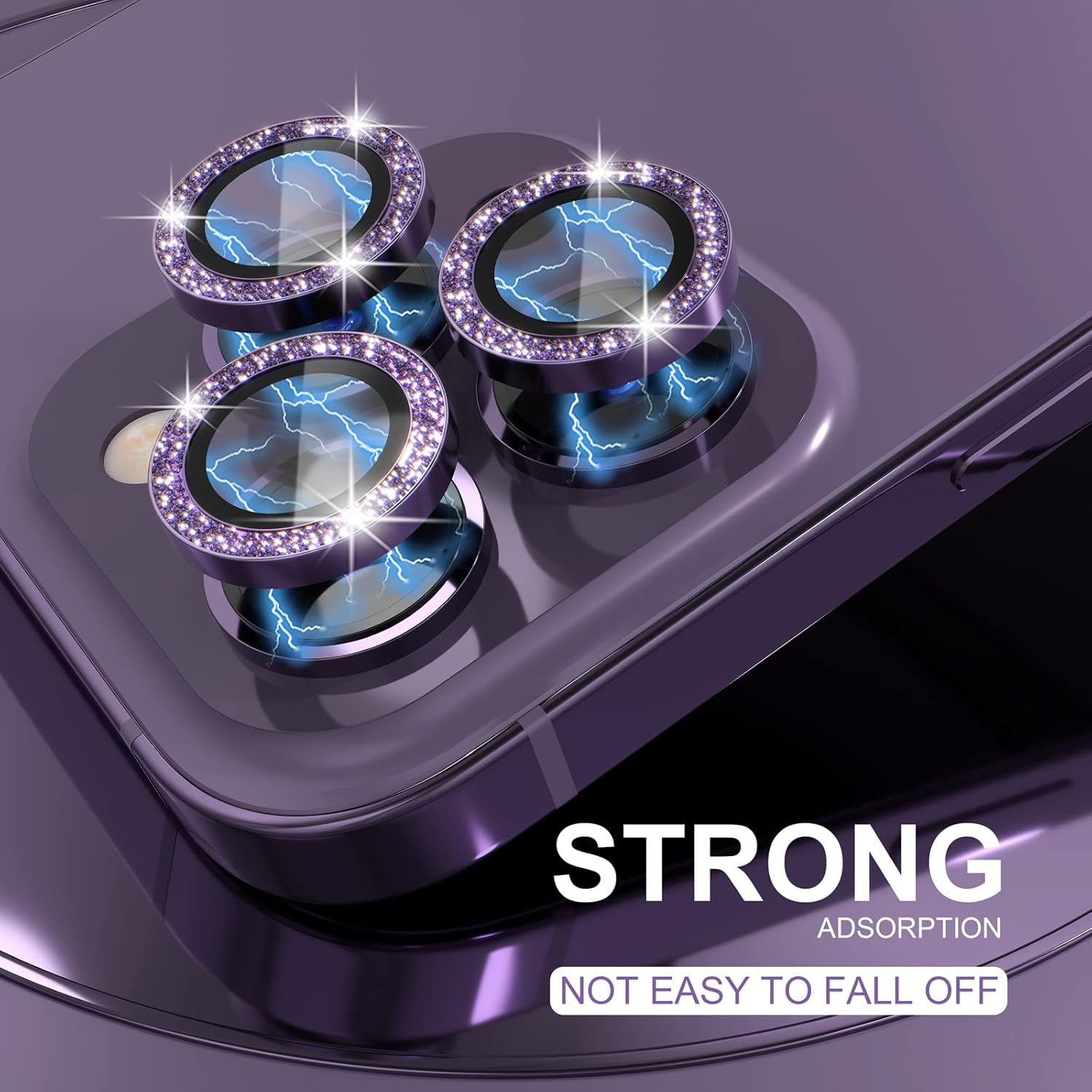 1Set Bling Glitter Purple Came - Tempered Glass Screen 9H review and price